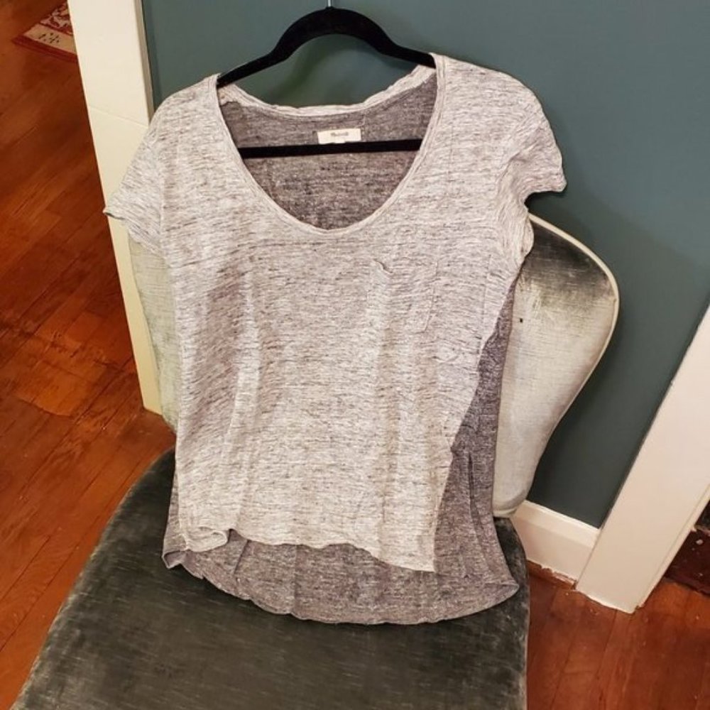 Madewell Dual Grey Tee - Size Small - 100% Linen